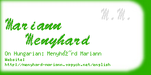 mariann menyhard business card